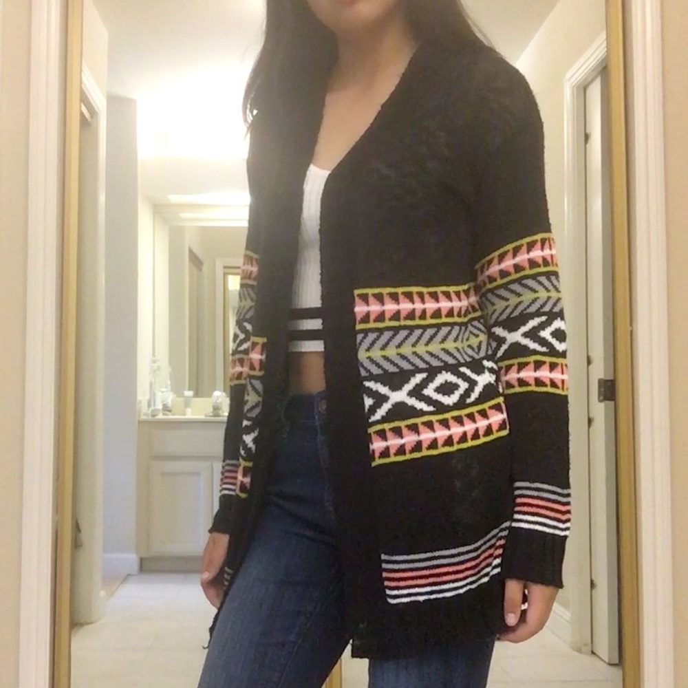 Black Aztec print cardigan